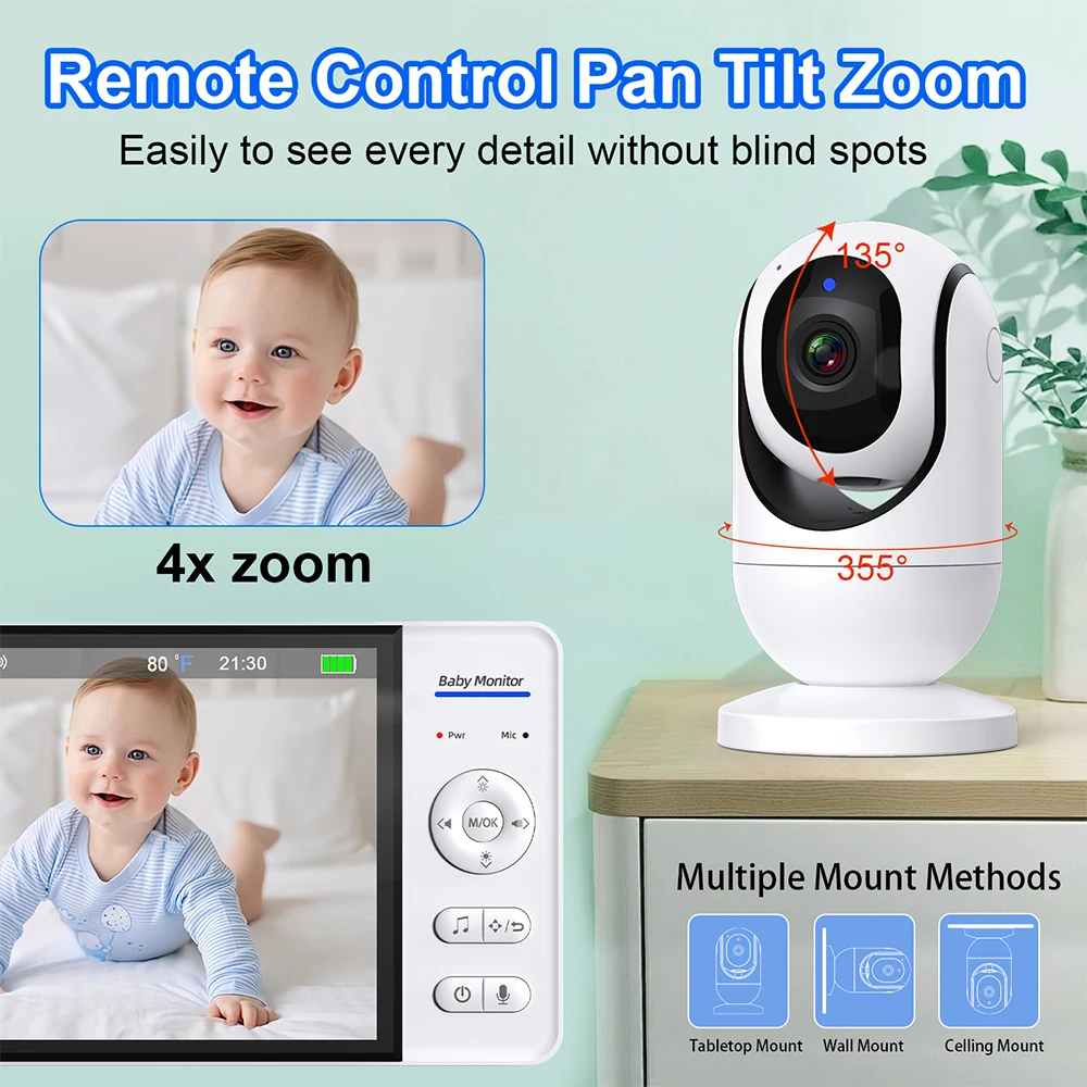7.0'' Video Baby Monitor 720P  - Audio Music Kids review and price