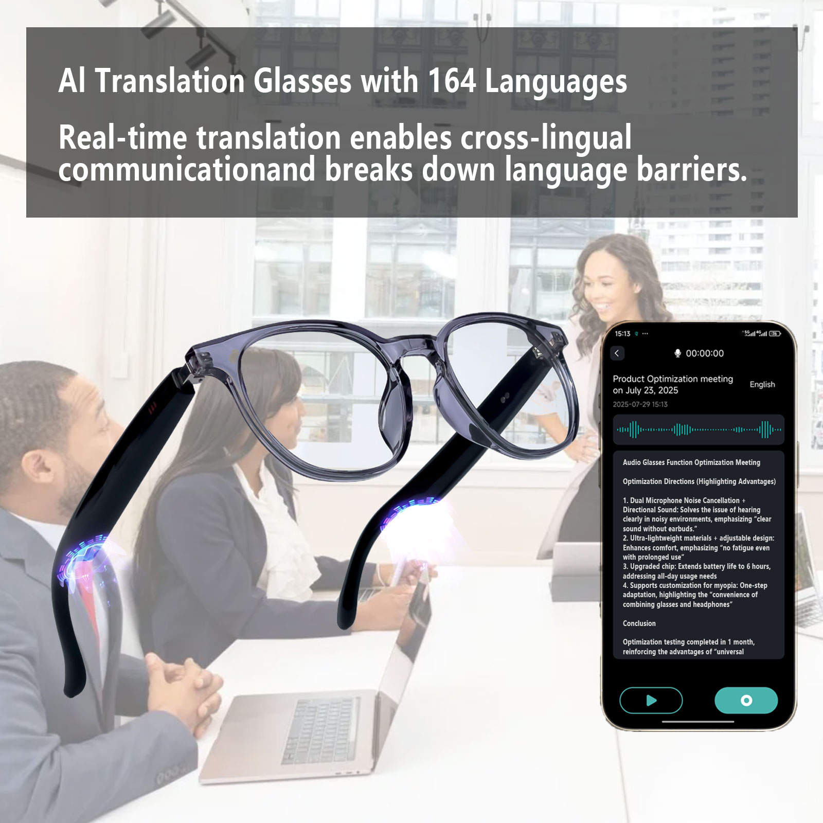 Smart Audio Glasses, Real-Time - Audio Music Apps review and price